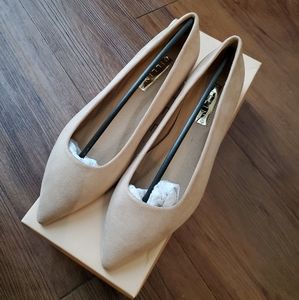 blush suede nude flats - billini "frannie"